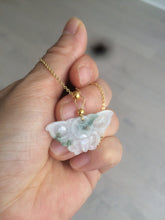 Load image into Gallery viewer, 100% Natural icy watery light green/white 3D Jadeite Jade butterfly pendant AF16
