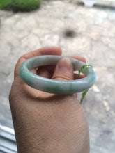 Load image into Gallery viewer, 47.5mm Certified Type A 100% Natural light green/white oval Jadeite Jade bangle S8-5094
