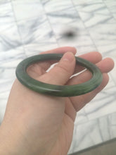 Load image into Gallery viewer, 100% Natural 57.5mm dark green nephrite Hetian Jade (和田碧玉) bangle B12
