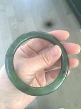 Load image into Gallery viewer, 100% Natural 57.5mm dark green nephrite Hetian Jade (和田碧玉) bangle B12
