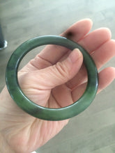 Load image into Gallery viewer, 100% Natural 57.5mm dark green nephrite Hetian Jade (和田碧玉) bangle B12
