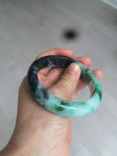 Load image into Gallery viewer, 57.5mm Certified Type A 100% Natural sunny green black Jadeite Jade bangle U98-0440
