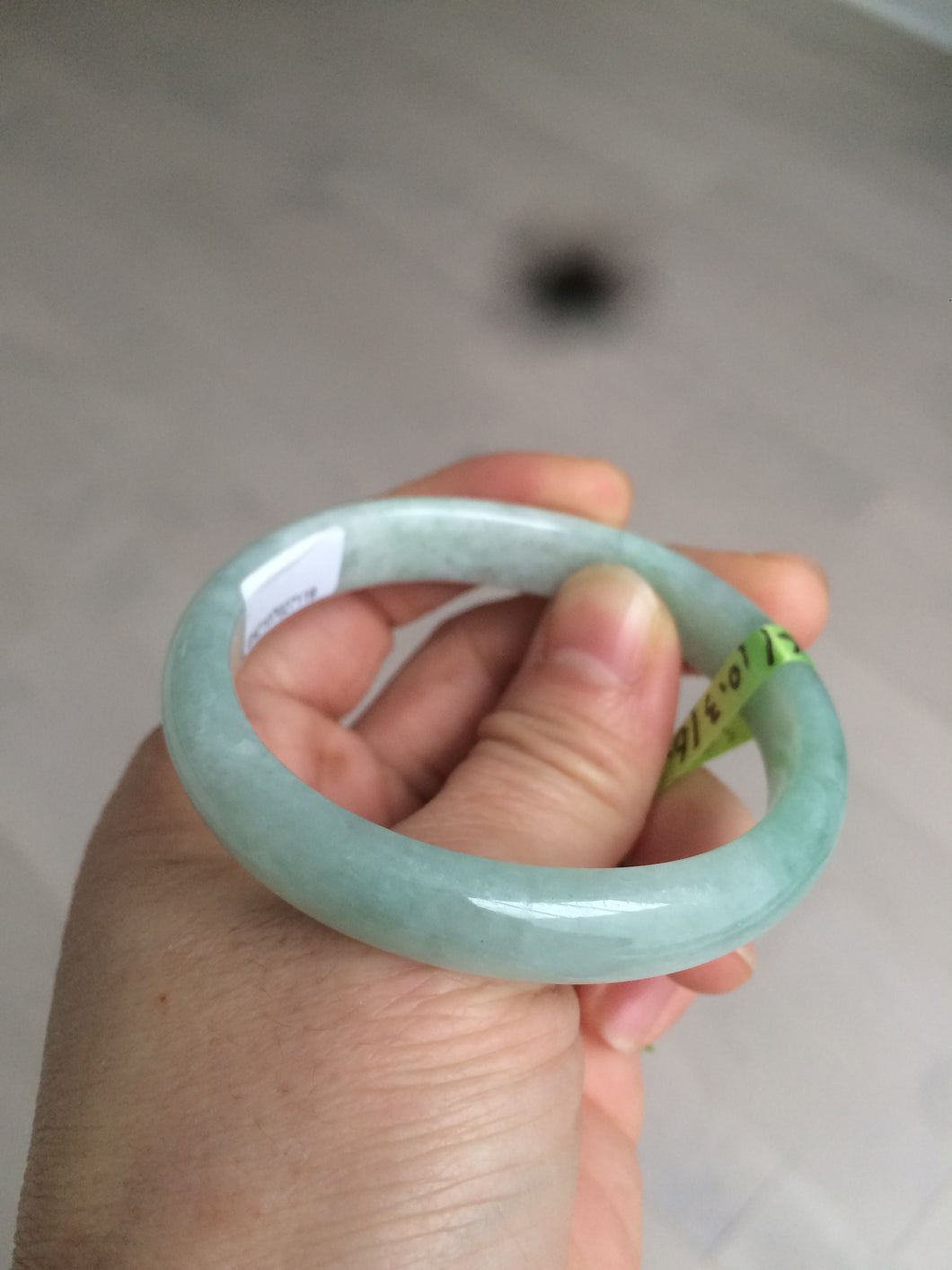 49mm certified Type A 100% Natural light green oval Jadeite Jade bangle AC31-7119