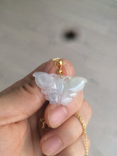 Load image into Gallery viewer, 100% Natural icy watery light green/white 3D Jadeite Jade butterfly pendant AF16
