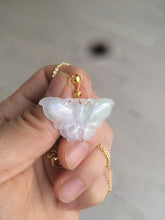 Load image into Gallery viewer, 100% Natural icy watery light green/white 3D Jadeite Jade butterfly pendant AF16
