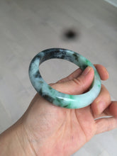 Load image into Gallery viewer, 57.5mm Certified Type A 100% Natural sunny green black Jadeite Jade bangle U98-0440
