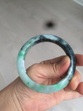 Load image into Gallery viewer, 57.5mm Certified Type A 100% Natural sunny green black Jadeite Jade bangle U98-0440
