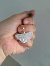 Load image into Gallery viewer, 100% Natural icy watery light green/white 3D Jadeite Jade butterfly pendant AF16
