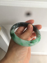 Load image into Gallery viewer, 57.5mm Certified Type A 100% Natural sunny green black Jadeite Jade bangle U98-0440
