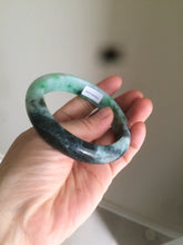 Load image into Gallery viewer, 57.5mm Certified Type A 100% Natural sunny green black Jadeite Jade bangle U98-0440
