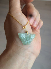 Load image into Gallery viewer, 100% Natural icy watery light green/white 3D Jadeite Jade butterfly pendant AF16
