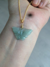 Load image into Gallery viewer, 100% Natural icy watery light green/white 3D Jadeite Jade butterfly pendant AF16
