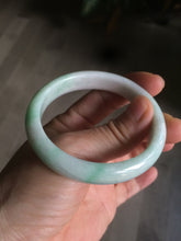 Load image into Gallery viewer, 50.5mm Certified Type A 100% Natural sunny green/white Oval Jadeite Jade bangle AD55
