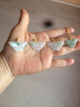 Load image into Gallery viewer, 100% Natural icy watery light green/white 3D Jadeite Jade butterfly pendant AF16
