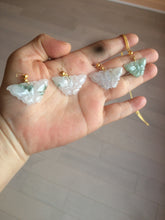 Load image into Gallery viewer, 100% Natural icy watery light green/white 3D Jadeite Jade butterfly pendant AF16
