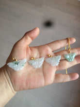 Load image into Gallery viewer, 100% Natural icy watery light green/white 3D Jadeite Jade butterfly pendant AF16
