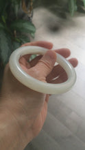 Load and play video in Gallery viewer, 59mm certified 100% Natural white/beige nephrite Hetian Jade bangle L74-7897  卖了

