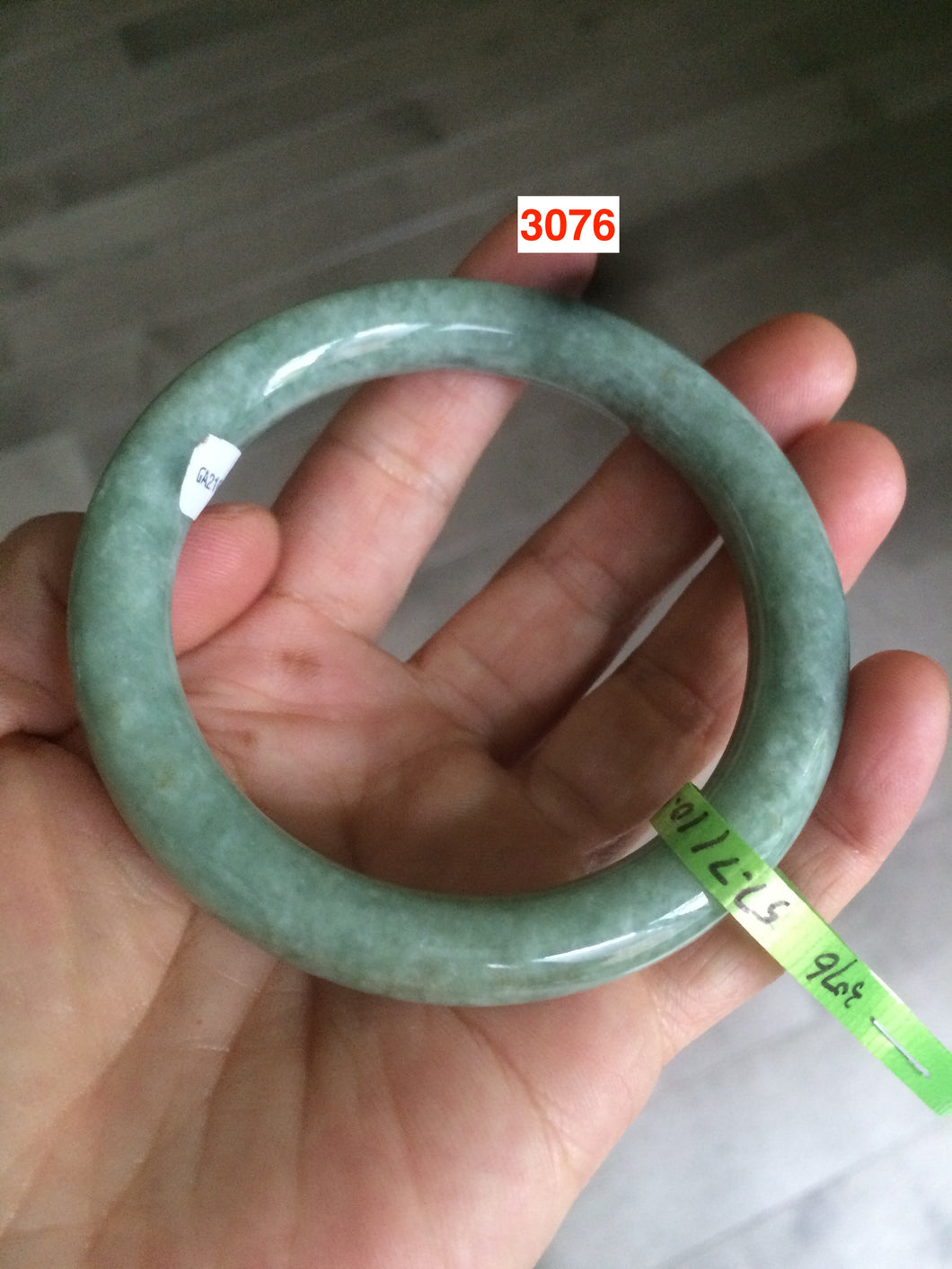 Certified 57.7/57.9mm type A 100% Natural bean green round cut Jadeite Jade bangle group Y92 (Clearance item)