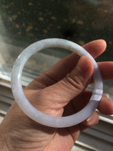 Load image into Gallery viewer, 55.7mm certified 100% natural green/white/purple round cut jadeite jade bangle E52-5262
