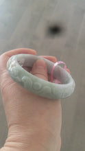 Load and play video in Gallery viewer, 57mm Certified Type A 100% Natural carving light green/purple Jadeite Jade bangle Z17-5649
