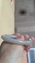 Load and play video in Gallery viewer, 57.6mm Certified 100% Natural icy white/beige nephrite Hetian Jade bangle J93-0080 卖了
