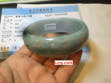 Load image into Gallery viewer, 53mm Certified type A 100% Natural light green/yellow/black broad style oval jadeite jade bangle X96-1036
