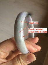 Load image into Gallery viewer, 58.1mm 100% natural type A certified light green/purple jadeite jade bangle AQ5-0684
