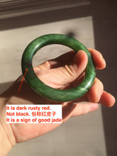 Load image into Gallery viewer, 50.4mm 100% Natural dark green/dark rusty red nephrite Hetian Jade (和田碧玉) bangle HF31-0379
