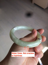 Load image into Gallery viewer, Certified 55.5mm 100% Natural light fresh green/white with flying snow round cut nephrite Hetian Jade bangle HT23-0194
