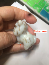 Load image into Gallery viewer, 100% Natural white beige with black/brown flying dandelions Osmanthus fragrant nephrite Hetian Jade bull doggy desk decor/worry stone HF35-4
