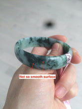 Load image into Gallery viewer, Certified 52 mm Type A 100% Natural dark green floating flowers Jadeite Jade bangle E1-1526
