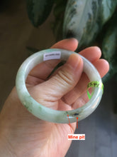 Load image into Gallery viewer, 53.4mm Certified type A 100% Natural watery green white Jadeite Jade bangle U64-4123
