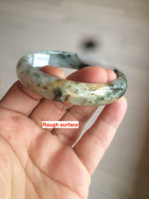 Load image into Gallery viewer, 55mm certified  100% natural dark green/white foggy mountains jadeite jade bangle AD96-0655
