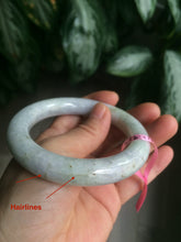 Load image into Gallery viewer, 56.6mm 100% natural light green/white chubby round cut jadeite jade bangle L65
