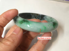 Load image into Gallery viewer, 57.5mm Certified Type A 100% Natural sunny green black Jadeite Jade bangle U98-0440
