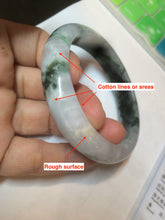 Load image into Gallery viewer, 57.8mm certified  100% natural dark green/white foggy mountains jadeite jade bangle AD94-0654
