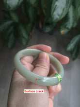 Load image into Gallery viewer, 49.5mm Type A 100% Natural icy light green oval Jadeite Jade bangle L109
