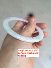 Load image into Gallery viewer, 57mm 100% natural Type A sunny green/white/purple slim flat style jadeite jade bangle AC61-4574
