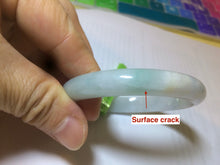 Load image into Gallery viewer, 53.4mm 100% natural Type A green/white jadeite jade bangle G73
