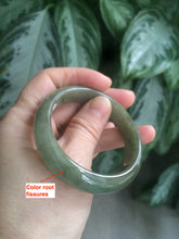 Load image into Gallery viewer, 50mm Certified Type A 100% Natural dark green/gray oval Jadeite Jade bangle AJ5-2852
