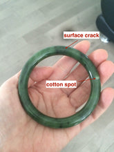 Load image into Gallery viewer, 58.9mm 100% Natural dark green nephrite Hetian Jade (和田碧玉) round cut bangle G39
