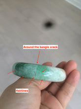 Load image into Gallery viewer, 51mm Certified Type A 100% Natural sunny green brown Jadeite Jade oval bangle AD68-2163
