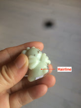 Load image into Gallery viewer, 100% Natural white beige with black/brown flying dandelions Osmanthus fragrant nephrite Hetian Jade pickaboo angel bear desk decor/worry stone HF35-1
