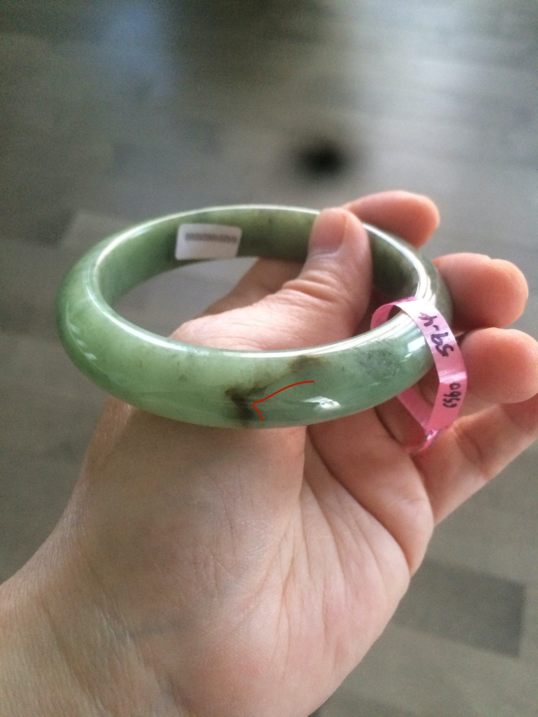 Certified 59.4mm green jadeite jade bangle 100% natural type A R32-6560