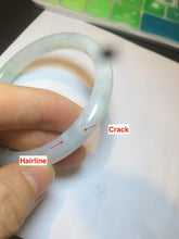 Load image into Gallery viewer, 58mm certified type A 100% Natural fresh light green/white slim jadeite jade bangle E80-0996
