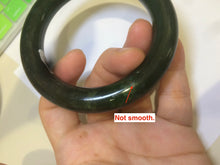 Load image into Gallery viewer, 57.5mm certified 100% Natural dark green/black chubby round cut Hetian nephrite Jade bangle HT39-0122
