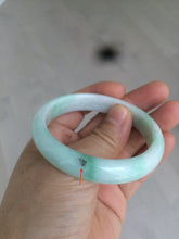 Load image into Gallery viewer, 50.5mm Certified Type A 100% Natural sunny green/white Oval Jadeite Jade bangle AD55
