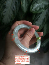 Load image into Gallery viewer, 52mm Certified Type A 100% Natural super watery green flat style Jadeite bangle L110-0036

