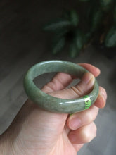 Load image into Gallery viewer, 54.5mm Certified Type A 100% Natural green oval Jadeite Jade bangle L105-2899
