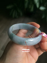 Load image into Gallery viewer, 51mm certified 100% natural Type A green/purple/gray oval jadeite jade bangle R49-5465
